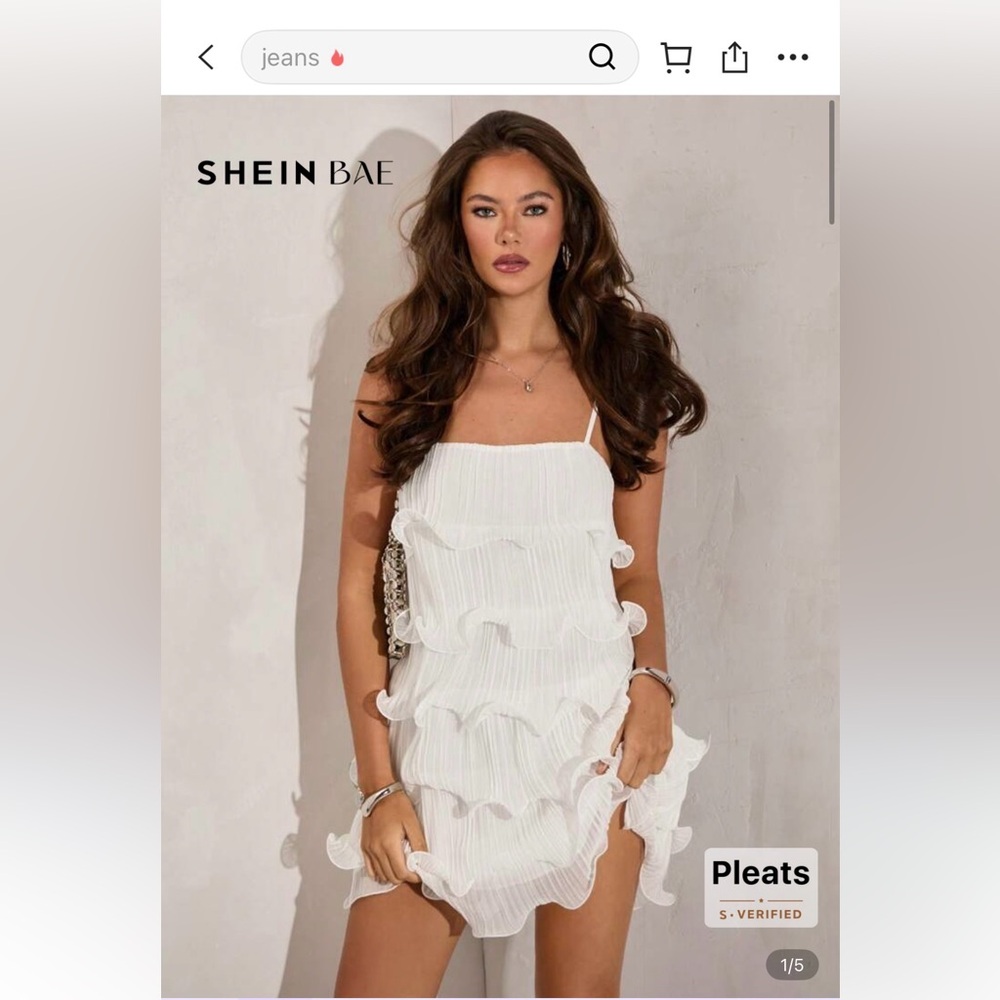 SHEIN White Ruffle Chemise